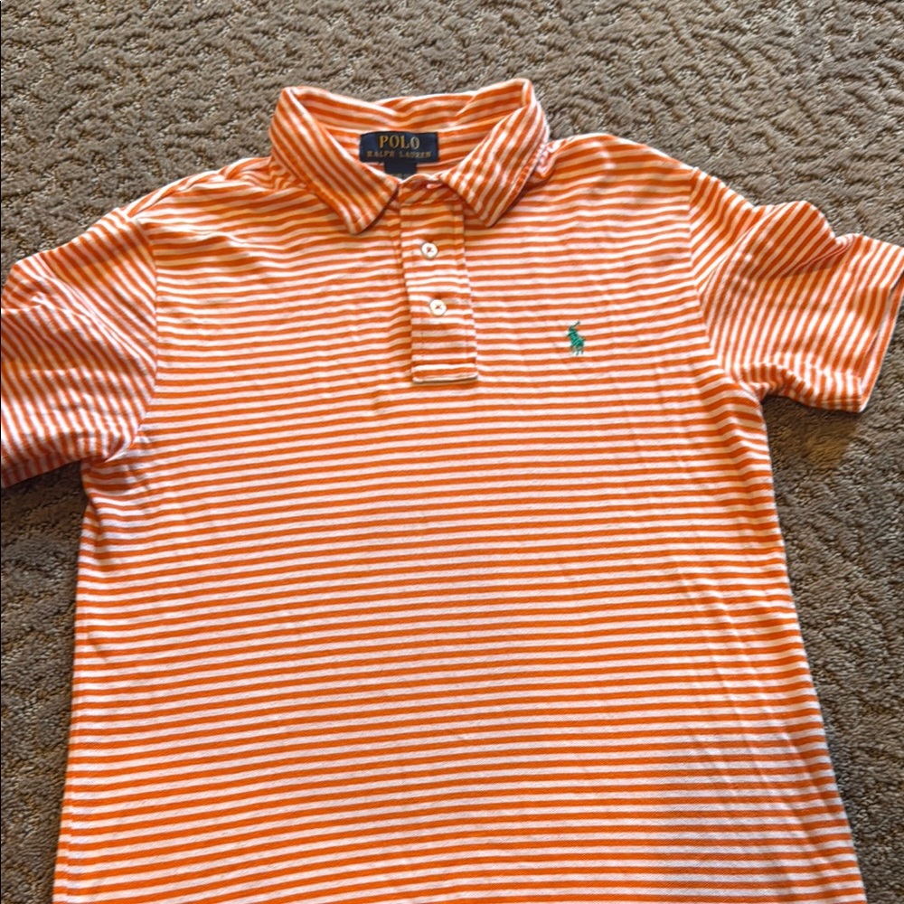 Polo by Ralph Lauren Orange and White Striped Polo Shirt